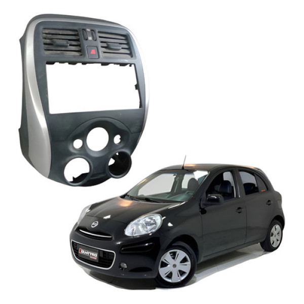 Moldura Painel Central Multimídia Nissan March 2013  2017 Preto