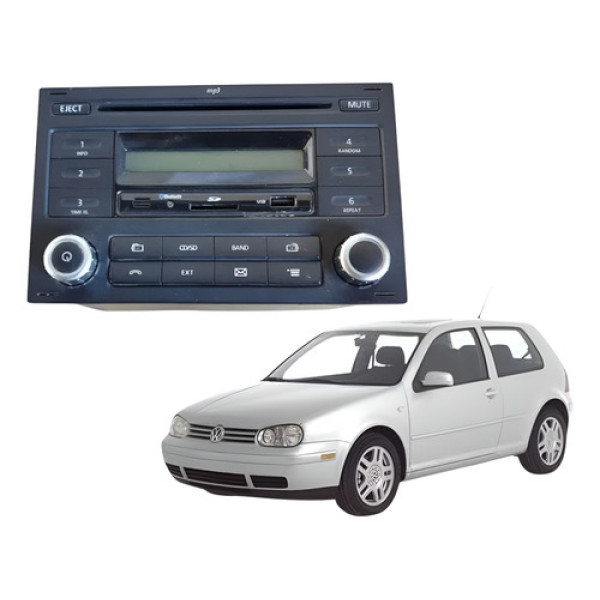 Rádio 2 Din C/ Bluetooth Vw Golf Bora Fox Polo 2008 2014