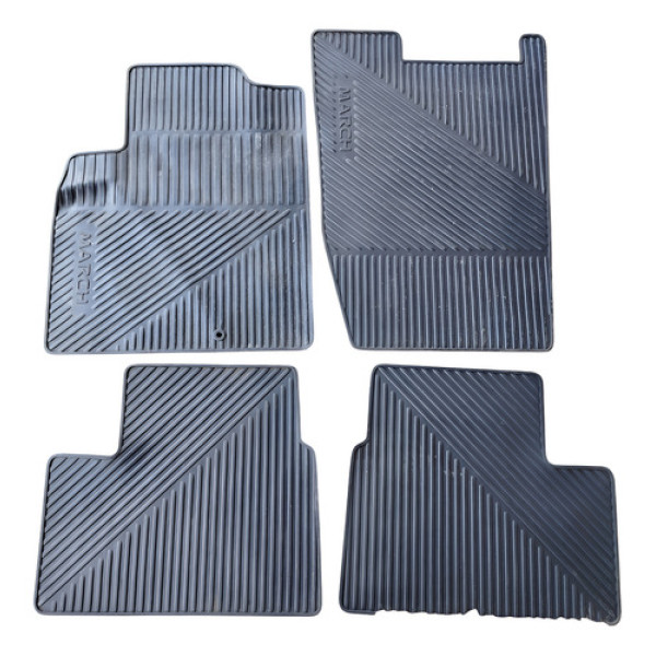 Jogo Tapete Borracha 4pç Nissan March 14 18 Original Preto