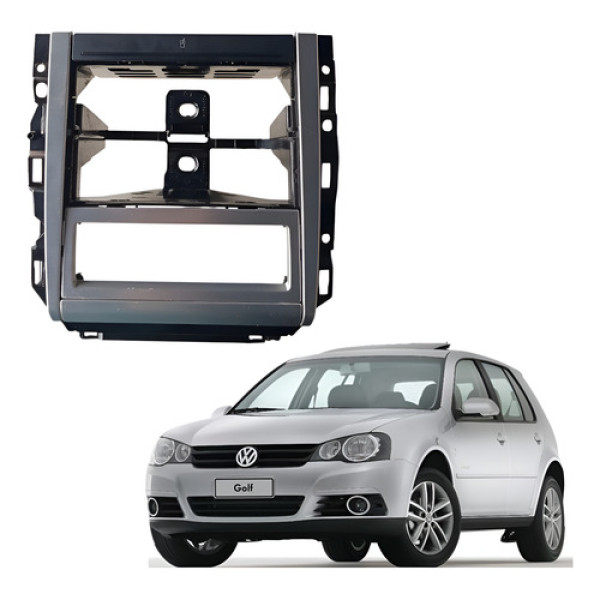 Moldura Painel Central Radio Porta Copo Vw Golf Bora 2009 Aço Escovado