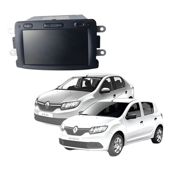 Multimídia Renault Logan Sandero 2022 2024 Preto