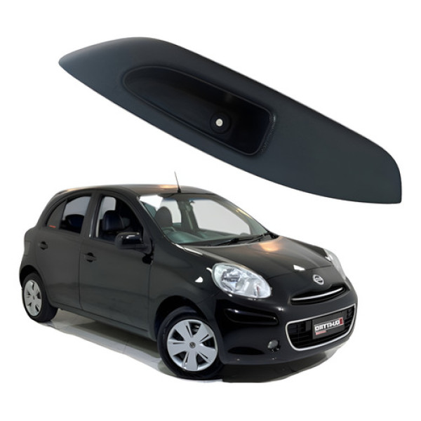 Puxador Porta Traseiro Esquerdo Nissan March 2013 Preto Traseira