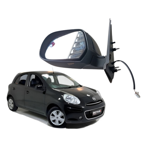 Retrovisor Eletrico Esquerdo Nissan March 2015 C/detalhe