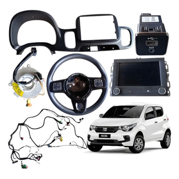 Kit Multimídia Fiat Mobi Trekking 2019 2024 Preto