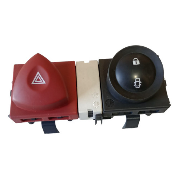 Botão Pisca Alerta E Trava Renault Megane 07/13 Preto W Vermelhos