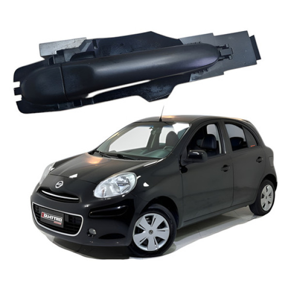 Maçaneta Externa Lado Direito Nissan March Versa 2012 2017 Preto Dianteira